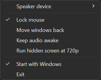 Unmonitor tray menu